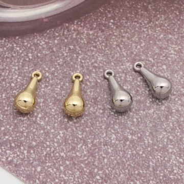 しずくチャーム 立体 ドロップチャーム ひょうたん風 カン付き メタルチャーム 約5×12mm（4ヶ）