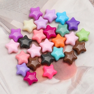 アクリルビーズ ぷっくりスター 星モチーフ カラフル カラーランダム 約9mm（10g）