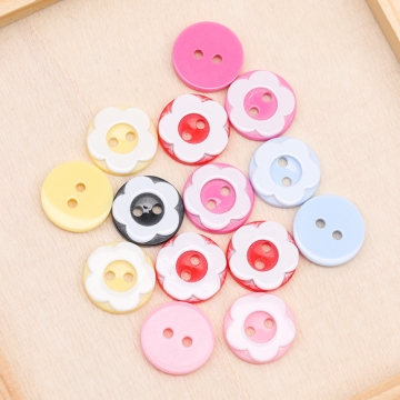 手芸ボタン 丸型 2穴 ラウンド 服飾パーツ 樹脂製 カラフル カラーランダム 約13mm（20ヶ）