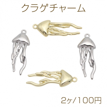 クラゲチャーム くらげモチーフ 海洋生物 マリンチャーム 半面 メタルチャーム 約14×37mm（2ヶ）