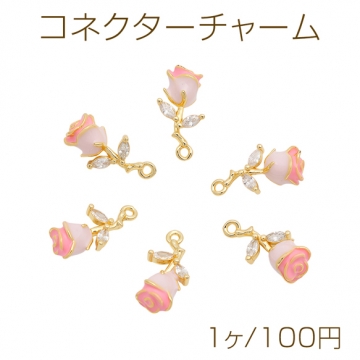 フラワーチャーム バラ 薔薇 ローズ 温度や見る角度によって色が変化 フラワーチャーム メタルチャーム 約9×17mm（1ヶ）