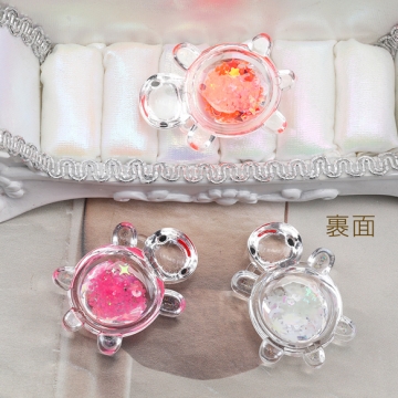 アクリルチャーム 亀チャーム ミニチュア 夜光 アクセサリーパーツ 約28×39mm (ランダム4ヶ)
