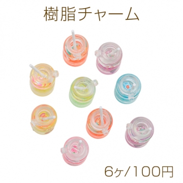 アクリルチャーム ジュースチャーム DIY ミニチュア 夜光 アクセサリーパーツ 約14×23mm (ランダム6ヶ)