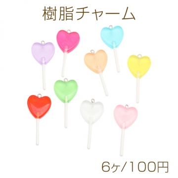 アクリルチャーム ハートキャンディチャーム ミニチュア 夜光 アクセサリーパーツ 約22×46mm (ランダム6ヶ)