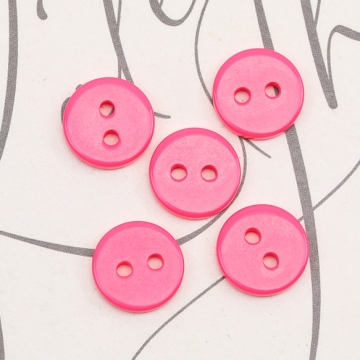 手芸ボタン 丸型 2穴 ラウンド 服飾パーツ 樹脂製 シンプル ピンク ブルー 約11mm（15ヶ）