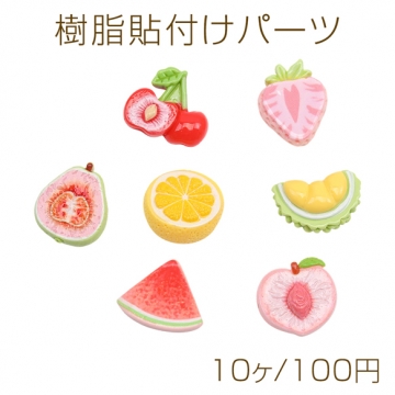 樹脂貼付けパーツ フルーツ ミックス 果物 ミニチュア 食品サンプル風 レジン デコパーツ カボション 種類ランダム（10ヶ）