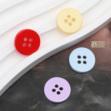 手芸ボタン 丸型 4穴 ラウンド 服飾パーツ 樹脂製 シンプル 無地 約15mm（10ヶ）