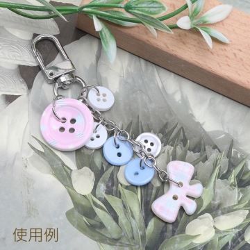 手芸ボタン 丸型 4穴 ラウンド 服飾パーツ 樹脂製 パステル 片面柄付き 約20mm（6ヶ）