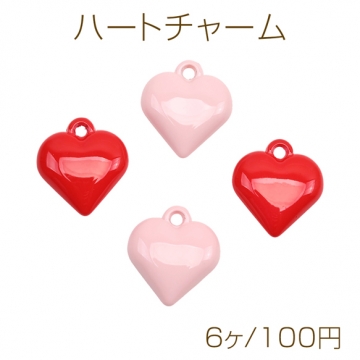 ハートチャーム カラー加工 ハンドメイド アクセサリーパーツ アクリルチャーム 約23×25mm（6ヶ）
