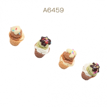 スイーツ貼付けパーツ アイスクリーム パフェ 食品サンプル風 ミニチュア デコパーツ 種類ランダム 約24×38mm（2ヶ）