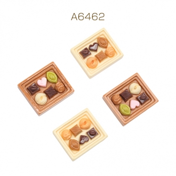 スイーツ貼付けパーツ チョコレート 食品サンプル風 ミニチュア デコパーツ カラーランダム 約28×33mm（4ヶ）