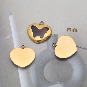ステンレス製感温石チャーム 蝶々 温度や見る角度によって色が変化 ハートチャーム 約16×16mm（1ヶ）