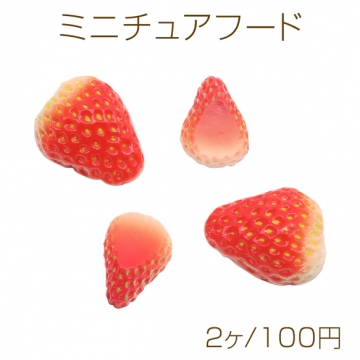 ミニチュアフード いちご イチゴ 苺チャーム 食品サンプル PVC製 樹脂パーツ 全2種（2ヶ）
