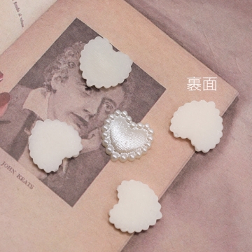 樹脂貼付けパーツ ミニサイズ ハートモチーフ ホワイト アクセサリーパーツ 約10×10mm（20ヶ）