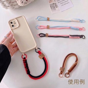スマホストラップ 手編み バッグストラップ カラビナ付き 編み紐 キーホルダー 約32.5cm（1ヶ）