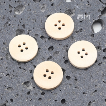 ウッドボタン 丸型 フラワー模様 四つ穴ボタン 木製 服飾パーツ 約20mm（10ヶ）