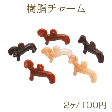 樹脂チャーム ダックスフンド いぬ ペット 動物 ミニチュア カン付き 犬チャーム 約11×13mm（2ヶ）