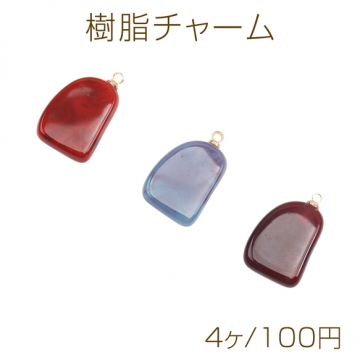 樹脂チャーム 変形スクエア マーブルカラー カン付き 約14×22mm（4ヶ）