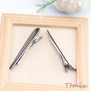 ヘアクリップ ステッチ風 モノクロカラー 髪飾り ヘアアクセサリー 約22×70mm（2ヶ）