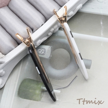 ヘアクリップ モノトーン ドット柄 髪飾り ヘアアクセサリー 約18×62mm（2ヶ）