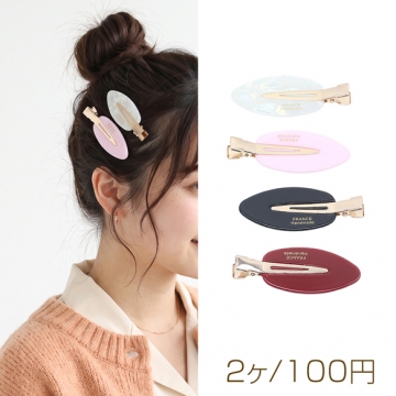 ヘアクリップ ドーパミンカラー 跡がつきにくい前髪クリップ カラフル 髪飾り ヘアアクセサリー 約24×59mm（2ヶ）