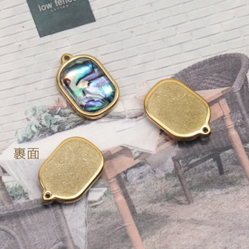 ステンレス製チャーム スクエア アバロンシェル メタルチャーム 2種（1ヶ）