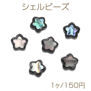 シェルビーズ 星型 スターモチーフ ブラック 約14mm（1ヶ）