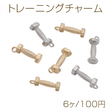 トレーニングチャーム ダンベル スポーツジム フィットネス ミニチュア メタルチャーム 約6×16mm（6ヶ）