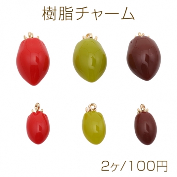 樹脂チャーム トマト プラム型 食品サンプル ミニチュアフード カン付き 約9×19mm（2ヶ）