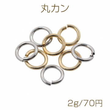 丸カン ゴールド（16KGP）/ロジウム マルカン 接続金具 銅製 約1.8×12mm（2g）