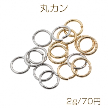 丸カン ゴールド（16KGP）/ロジウム マルカン 接続金具 銅製 約1.2×10mm（2g）
