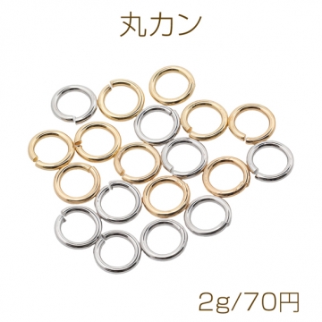 丸カン ゴールド（16KGP）/ロジウム マルカン 接続金具 銅製 約1.2×8mm（2g）