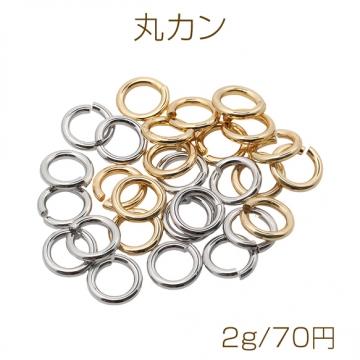 丸カン ゴールド（16KGP）/ロジウム マルカン 接続金具 銅製 約1.2×7mm（2g）