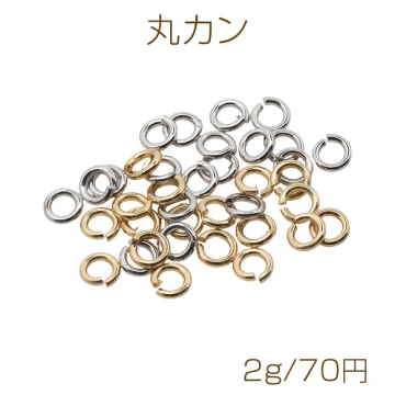 丸カン ゴールド（16KGP）/ロジウム マルカン 接続金具 銅製 約1×5mm（2g）