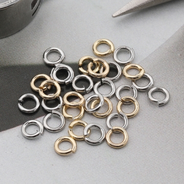 丸カン ゴールド（16KGP）/ロジウム マルカン 接続金具 銅製 約0.8×4mm（2g）