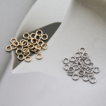 丸カン ゴールド（16KGP）/ロジウム マルカン 接続金具 銅製 約0.8×4mm（2g）