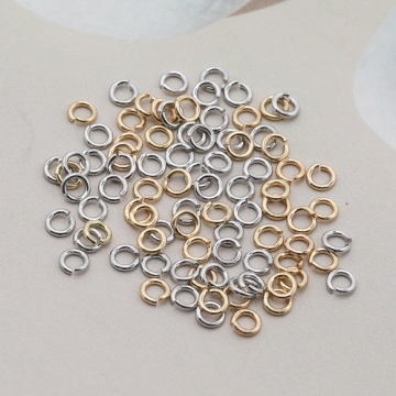 丸カン ゴールド（16KGP）/ロジウム マルカン 接続金具 銅製 約0.7×3.5mm（2g）