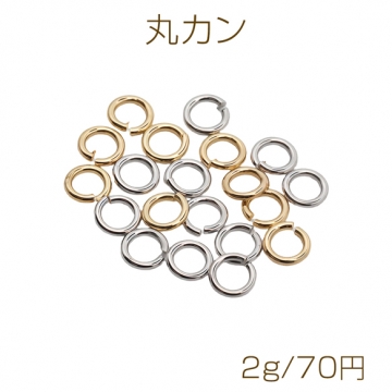 丸カン ゴールド（16KGP）/ロジウム マルカン 接続金具 銅製 約0.6×3.5mm（2g）