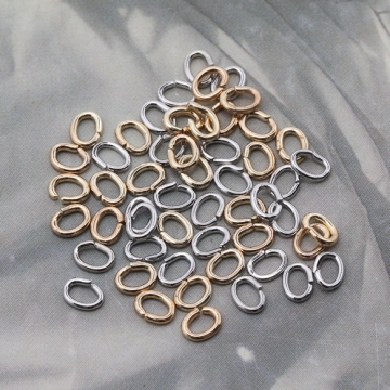Cカン ゴールド（16KGP）/ロジウム 楕円マルカン 接続金具 銅製 約0.7×3×4mm（2g）