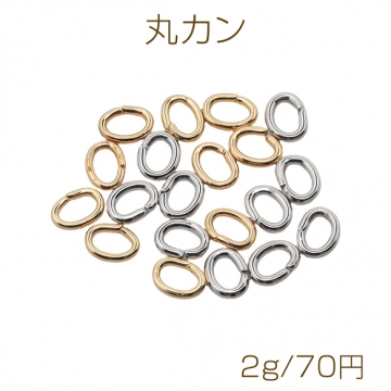 Cカン ゴールド（16KGP）/ロジウム 楕円マルカン 接続金具 銅製 約0.6×3×4mm（2g）