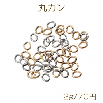 Cカン ゴールド（16KGP）/ロジウム 楕円マルカン 接続金具 銅製 約0.5×2.5×3mm（2g）