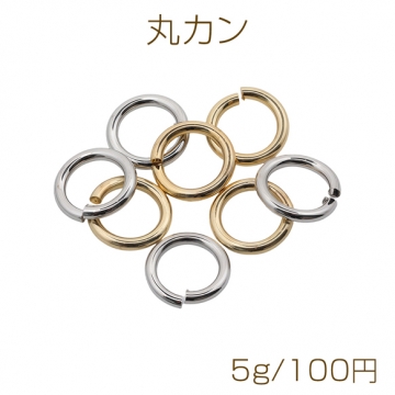 丸カン ゴールド（16KGP）/ロジウム マルカン 接続金具 銅製 約1.8×12mm（5g）