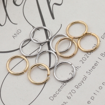 丸カン ゴールド（16KGP）/ロジウム マルカン 接続金具 銅製 約1.2×12mm（5g）