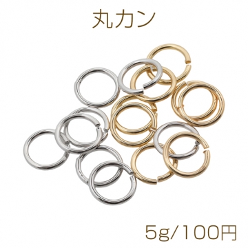 丸カン ゴールド（16KGP）/ロジウム マルカン 接続金具 銅製 約1.2×10mm（5g）