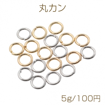 丸カン ゴールド（16KGP）/ロジウム マルカン 接続金具 銅製 約1.2×8mm（5g）