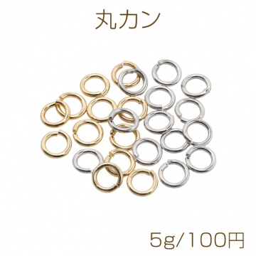 丸カン ゴールド（16KGP）/ロジウム マルカン 接続金具 銅製 約1×6mm（5g）