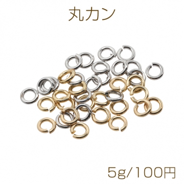 丸カン ゴールド（16KGP）/ロジウム マルカン 接続金具 銅製 約1×5mm（5g）