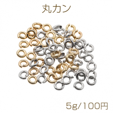 丸カン ゴールド（16KGP）/ロジウム マルカン 接続金具 銅製 約1×4mm（5g）
