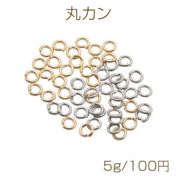 丸カン ゴールド（16KGP）/ロジウム マルカン 接続金具 銅製 約0.8×4mm（5g）