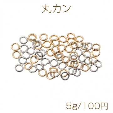 丸カン ゴールド（16KGP）/ロジウム マルカン 接続金具 銅製 約0.7×4mm（5g）